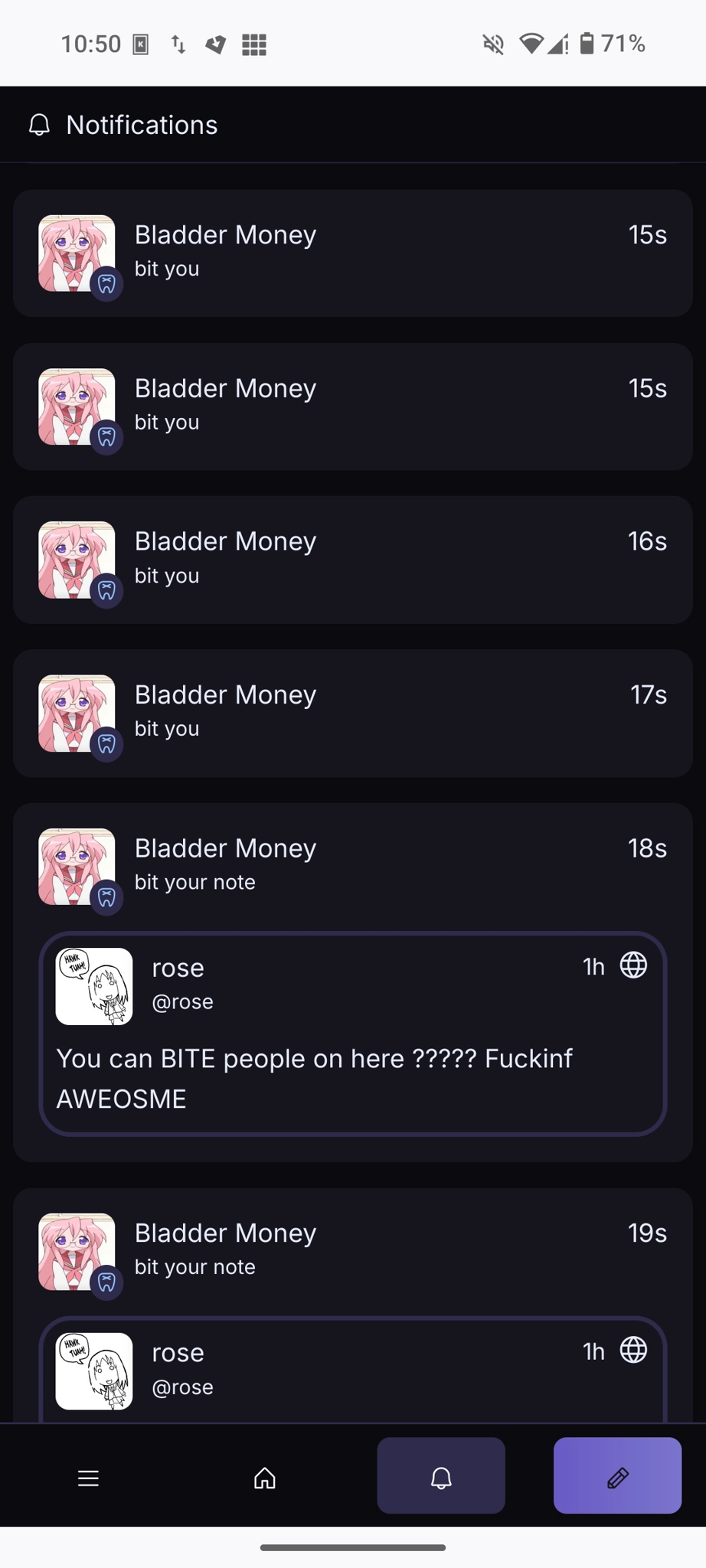 Bladder money biting me a lot