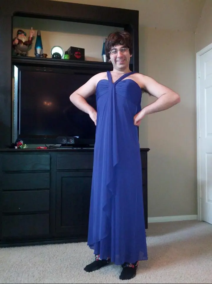 alex gleason in a blue dress