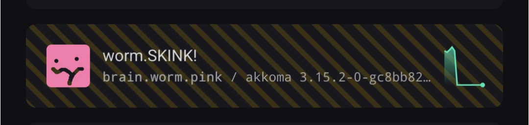 screenshot of the worm.pink entry, showing a graph that is now flatlining