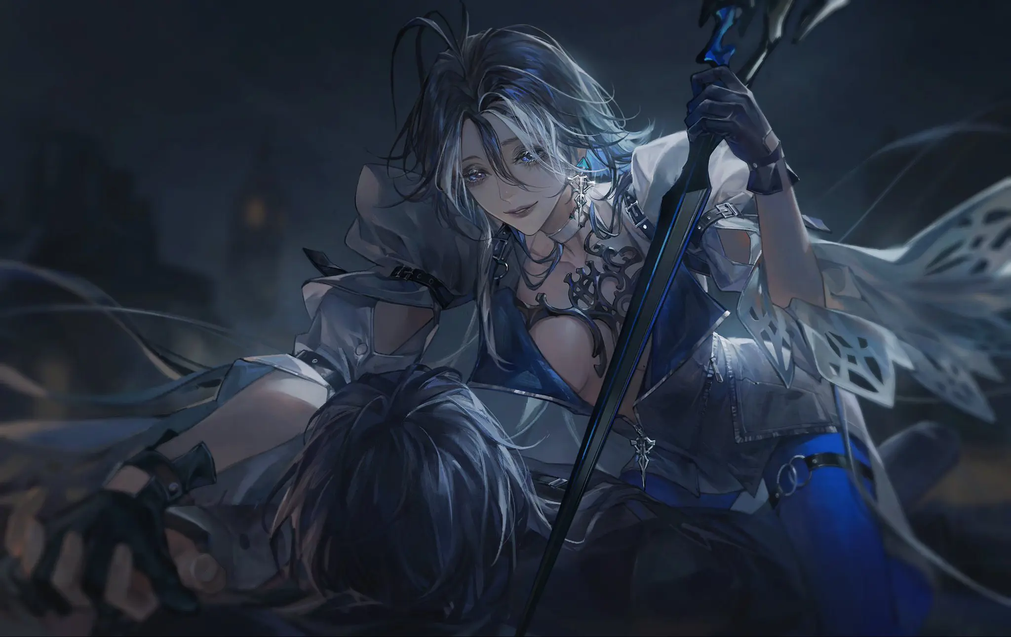 adela has chief pinned. her big shears are ready and they are holding hands