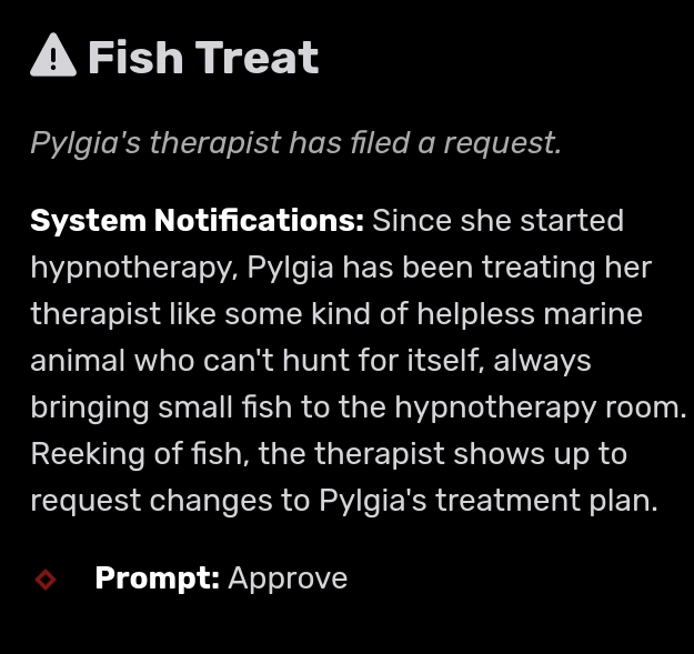 hypnotherapist smells like fish bc pylgia thinks theyre a marine animal who cannot hunt and keeps bringing them small fish